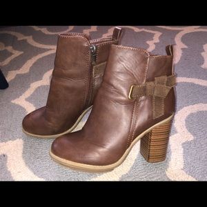 Brown leather booties